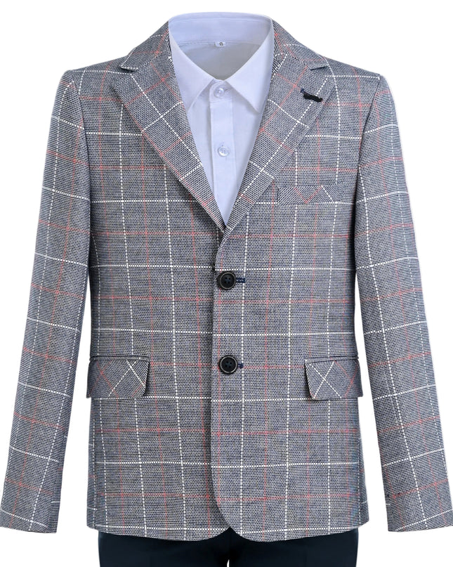 kids atelier moustache Blue Noah Plaid Blazer Suit Set with Shirt