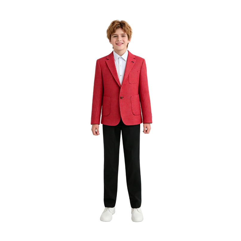 kids atelier moustache Red Adrian Patterned Blazer Suit Set