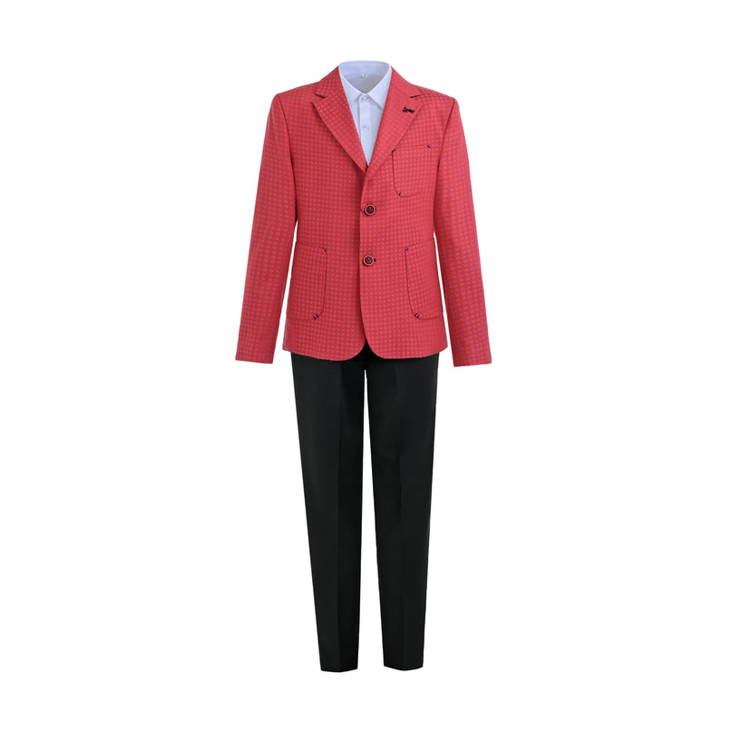 kids atelier moustache Red Adrian Patterned Blazer Suit Set