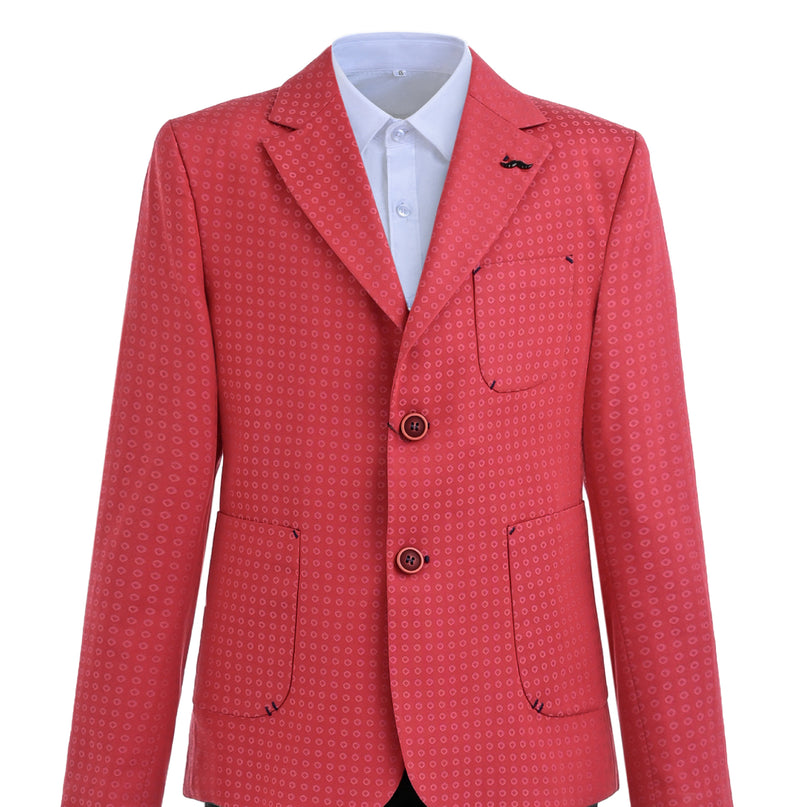 kids atelier moustache Red Adrian Patterned Blazer Suit Set