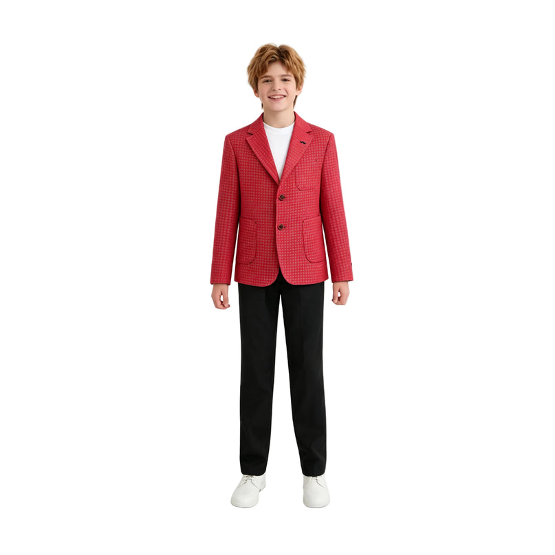 kids atelier moustache Red Adrian Patterned Blazer Suit Set