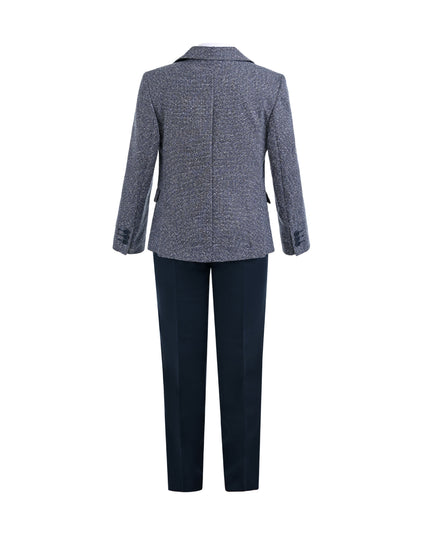 kids atelier moustache Blue Liam Textured Blazer Suit Set 