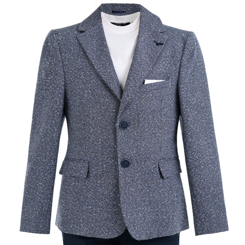 kids atelier moustache Blue Liam Textured Blazer Suit Set 