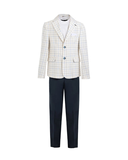 kids ateliet moustache White Henry Checkered Blazer Suit Set