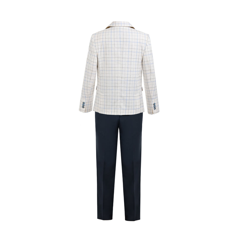 kids ateliet moustache White Henry Checkered Blazer Suit Set