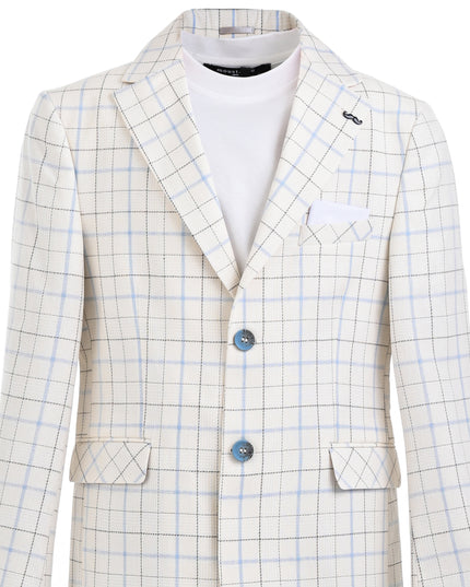 kids ateliet moustache White Henry Checkered Blazer Suit Set