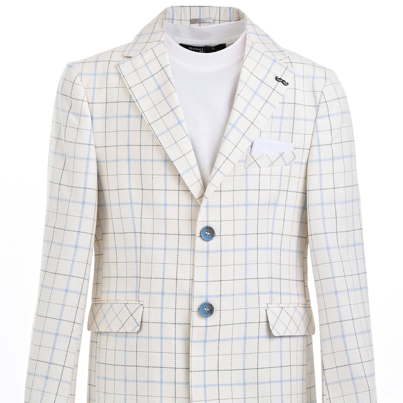 kids ateliet moustache White Henry Checkered Blazer Suit Set
