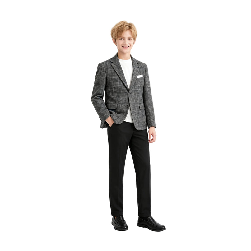 kids atelier moustache Black Benjamin Textured Pattern Blazer Suit Set