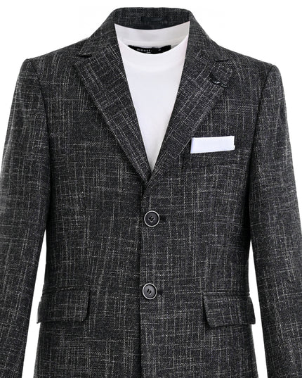 kids atelier moustache Black Benjamin Textured Pattern Blazer Suit Set