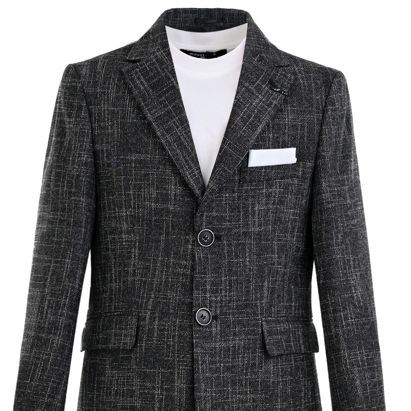kids atelier moustache Black Benjamin Textured Pattern Blazer Suit Set
