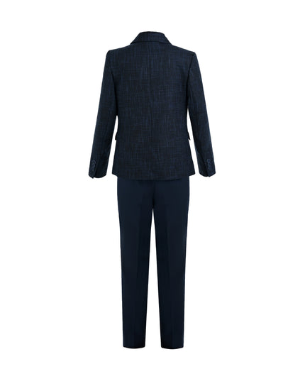 kids atelier moustache Blue Benjamin Textured Pattern Blazer Suit Set