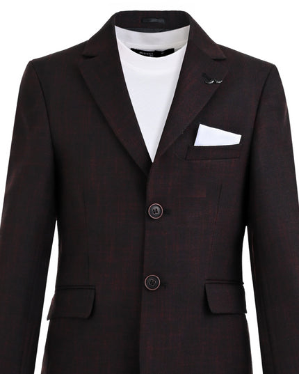 kids atelier moustache Burgundy Benjamin Textured Pattern Blazer Suit Set