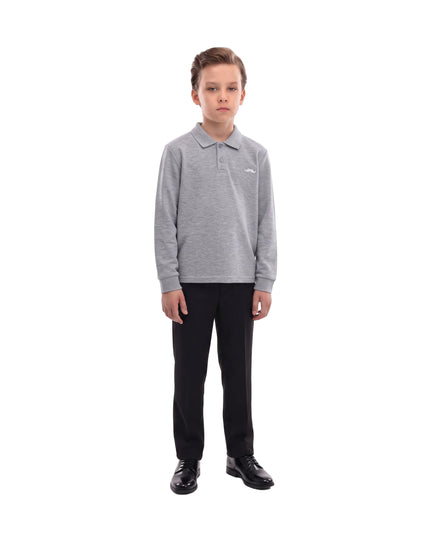 kids atelier moustache Gray Long-Sleeve Polo Shirt