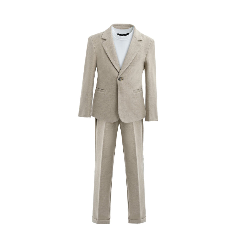 kids atelier moustache Beige Slim-Fit Suit Set