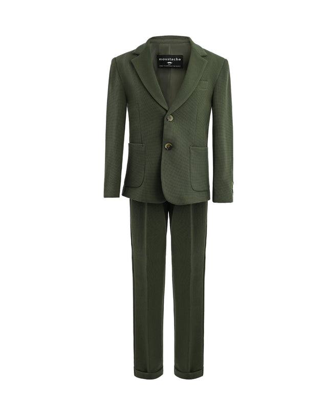 kids atelier moustache green Slim-Fit Suit Set