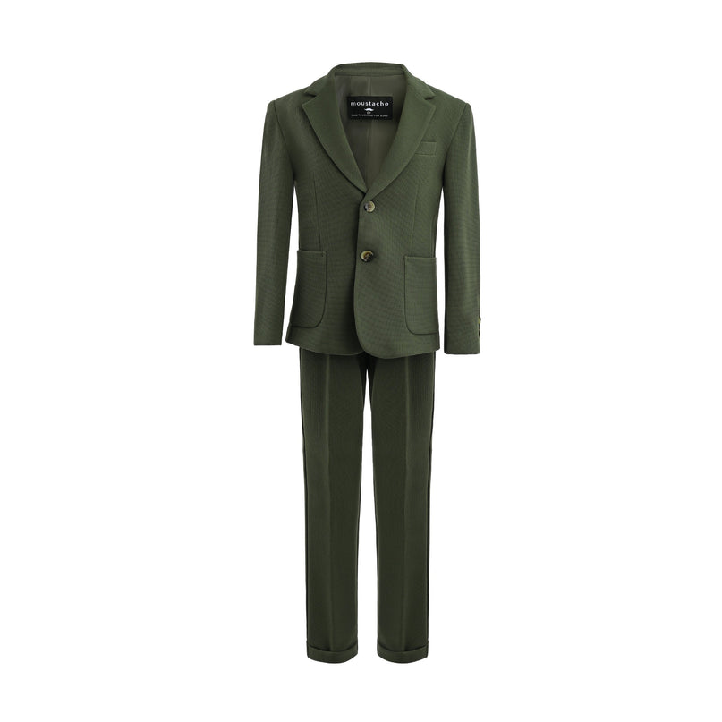 kids atelier moustache green Slim-Fit Suit Set
