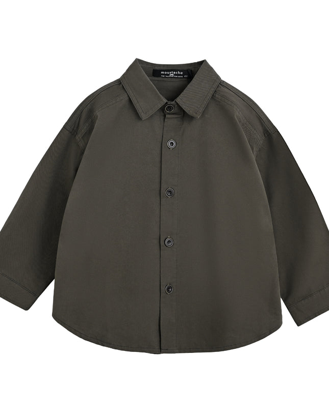 kids atelier moustache Olive Button-Up Cotton Shirt