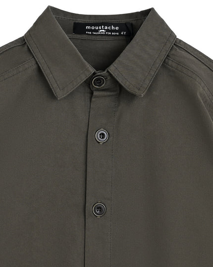 kids atelier moustache Olive Button-Up Cotton Shirt