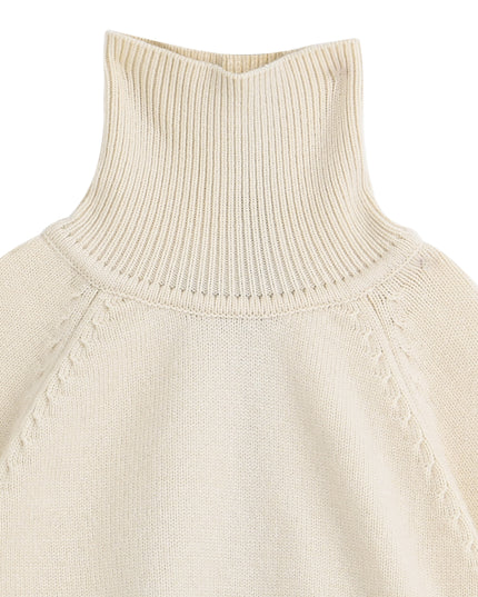 kids atelier moustache Cream Ribbed Turtleneck Sweater