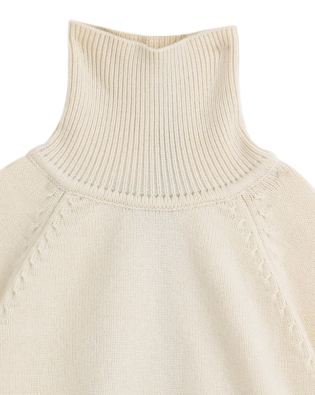 kids atelier moustache Cream Ribbed Turtleneck Sweater