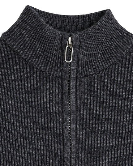 kids atelier Moustache Gray Zip Ribbed Sweater