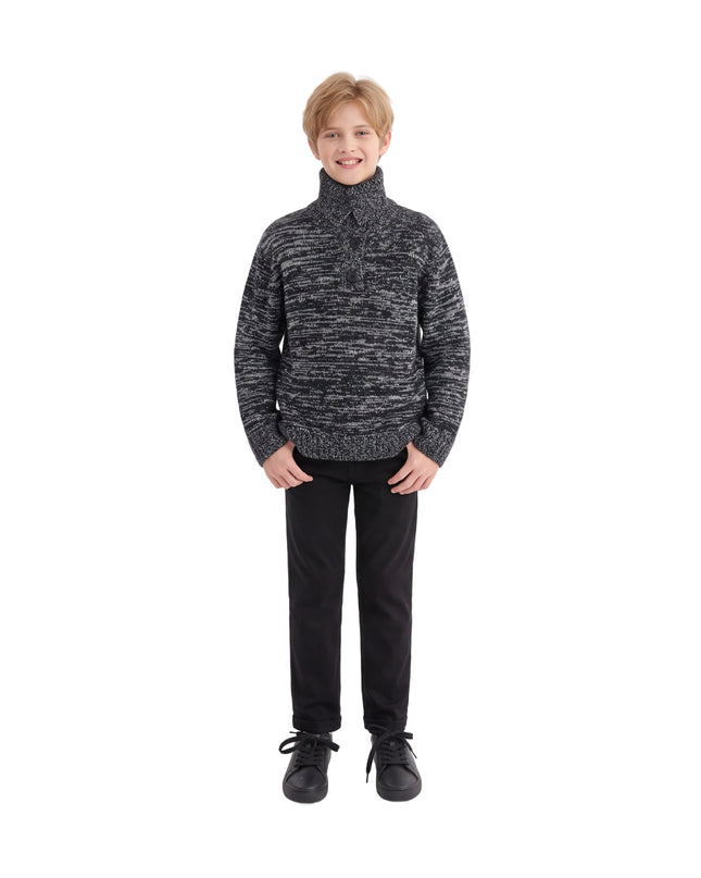 kids atelier moustache Black & White Button Sweater