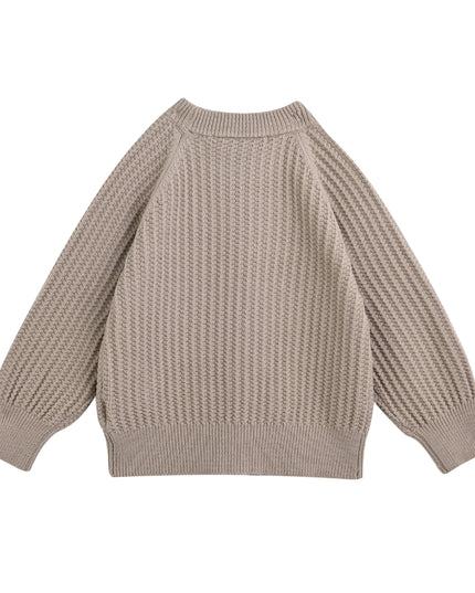 kids atelier moustache Beige Waffle Knit Sweater