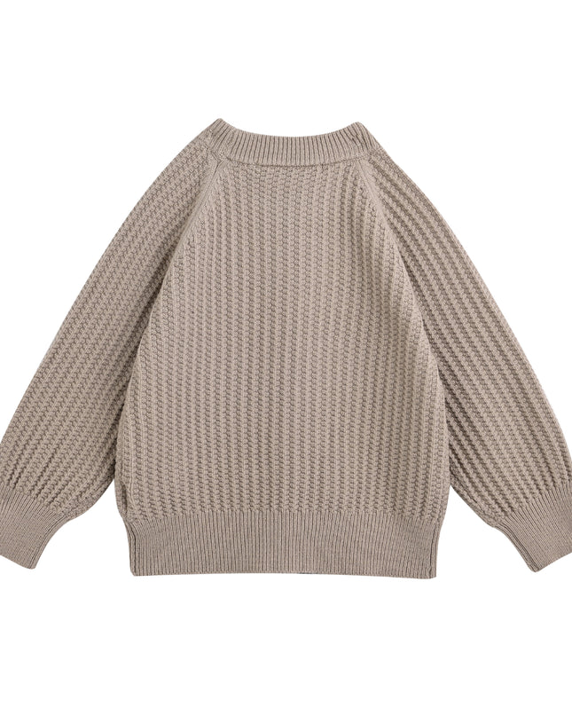 kids atelier moustache Beige Waffle Knit Sweater