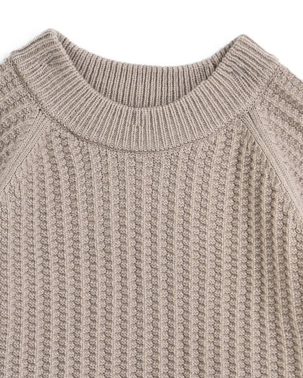 kids atelier moustache Beige Waffle Knit Sweater