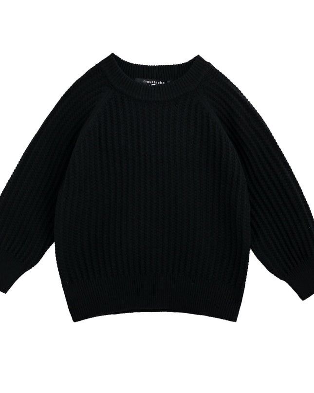 kids atelier moustache Black Waffle Knit Sweater