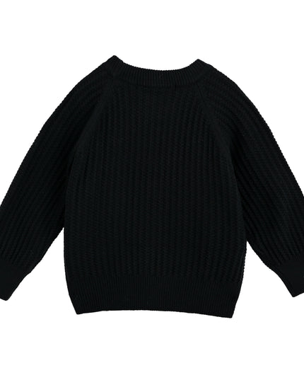 kids atelier moustache Black Waffle Knit Sweater