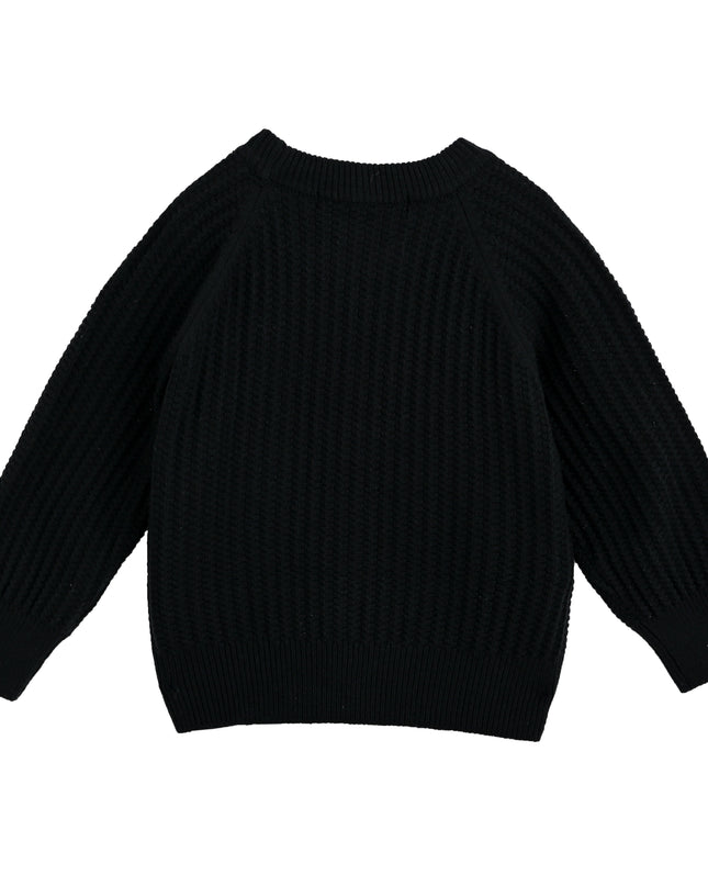 kids atelier moustache Black Waffle Knit Sweater