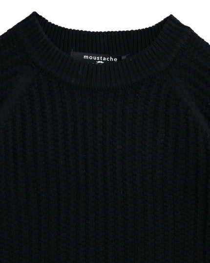 kids atelier moustache Black Waffle Knit Sweater