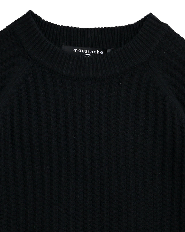 kids atelier moustache Black Waffle Knit Sweater