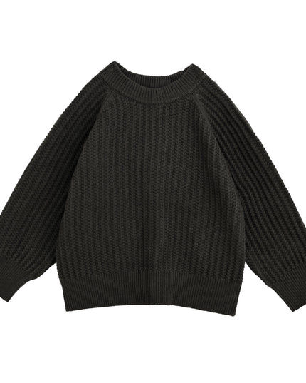 kids atelier moustache Gray Waffle Knit Sweater