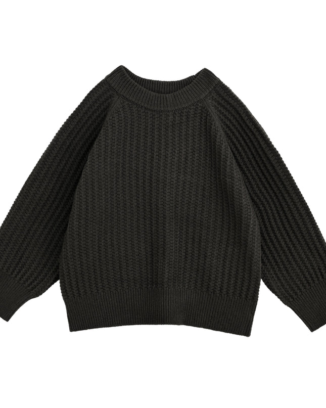 kids atelier moustache Gray Waffle Knit Sweater