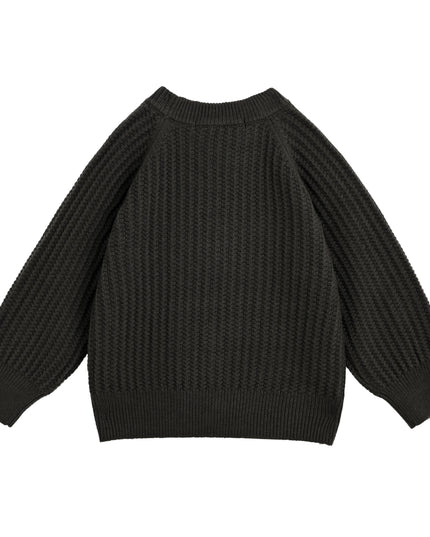 kids atelier moustache Gray Waffle Knit Sweater