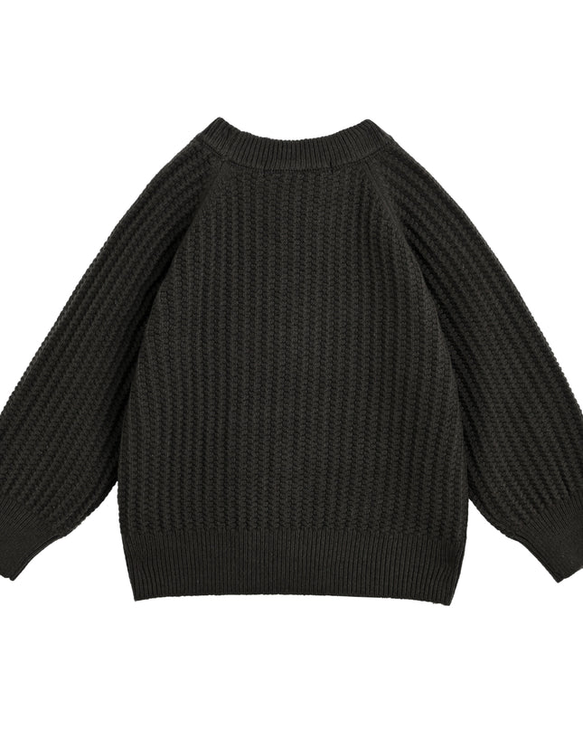kids atelier moustache Gray Waffle Knit Sweater