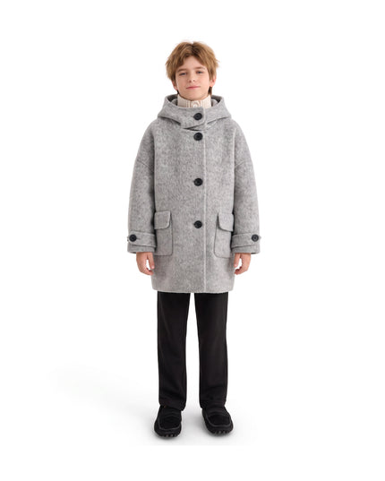 kids atelier moustache Gray Hooded Winter Coat