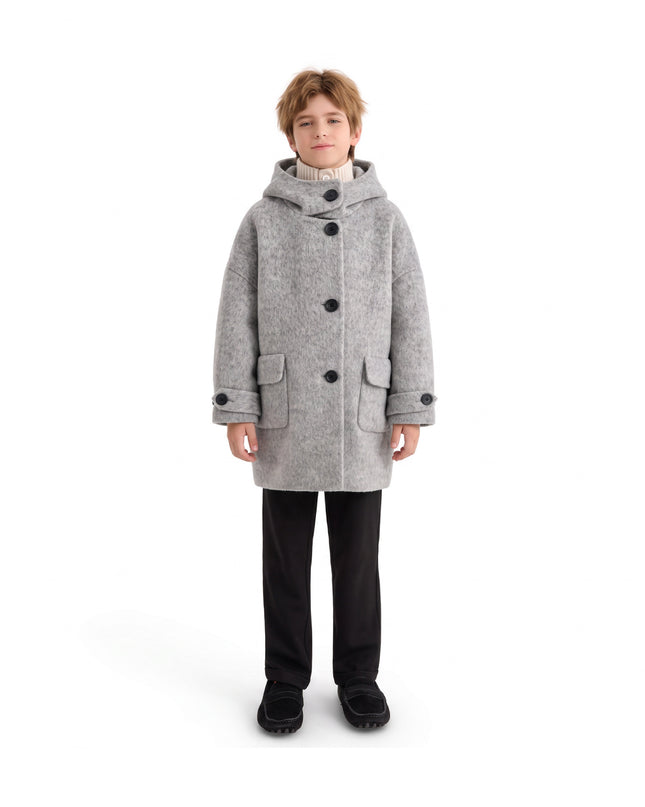kids atelier moustache Gray Hooded Winter Coat