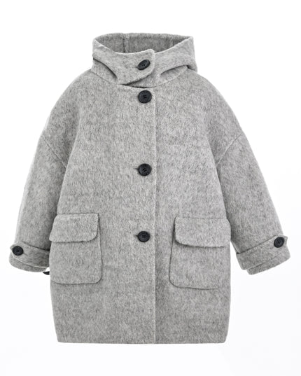 kids atelier moustache Gray Hooded Winter Coat