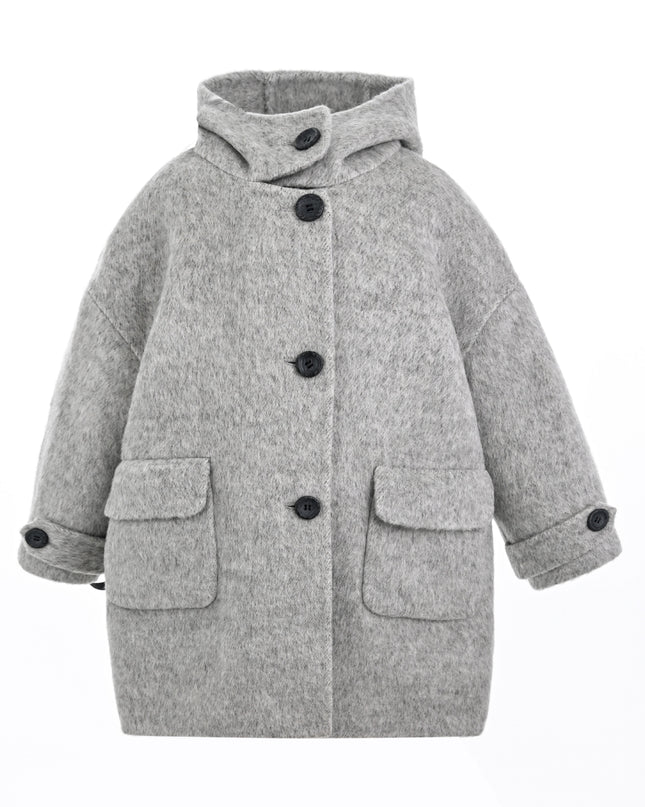 kids atelier moustache Gray Hooded Winter Coat