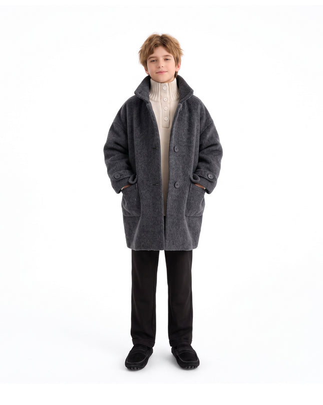 Dark Gray Hooded Coat