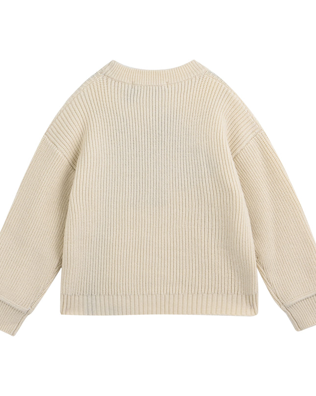 kids atelier moustache Cream Ribbed Knit Sweater