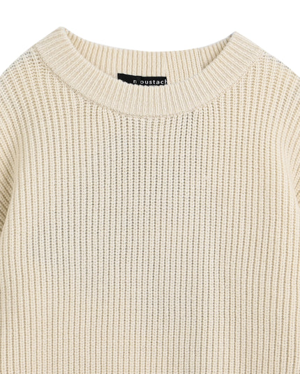 kids atelier moustache Cream Ribbed Knit Sweater