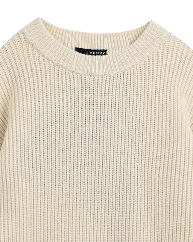 kids atelier moustache Cream Ribbed Knit Sweater
