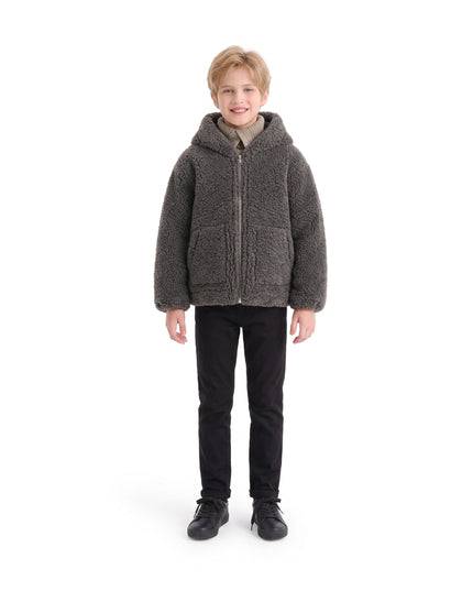 kids atelier moustache Gray Zip Fleece Jacket