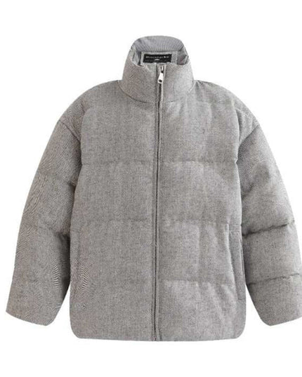 kids atelier moustache Gray Puffer Jacket with High Collar