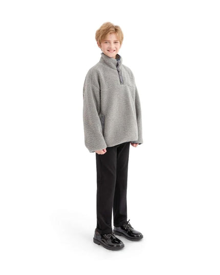 kids atelier moustache Gray Sherpa Fleece Pullover