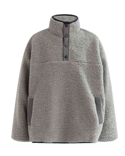 kids atelier moustache Gray Sherpa Fleece Pullover